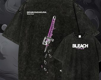 Bleach Vintage Washed Cotton Anime Shirt, Manga Tee Mineral Wash T-Shirt, Vintage Inspired, Anime Gift Tee, Y2K Shirt