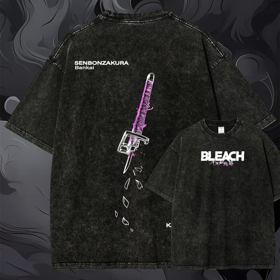 Bleach Vintage Washed Cotton Anime Shirt, Manga Tee Mineral Wash T-Shirt, Vintage Inspired, Anime Gift Tee, Y2K Shirt