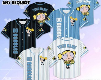 Custom Bubbles Baseball Jersey, Personalized The Powerpuff Girls Bubbles Shirt, Disney Family Matching Outfit, Birthday Gift