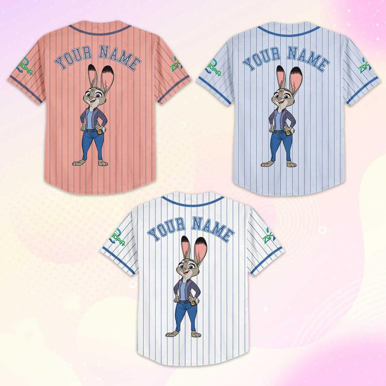 Personalized Judy Hopps Baseball Jersey, Custom Zootopia 2 Baseball Jersey Shirt, Disneyland Family Outfit, Birthday Gift image 6