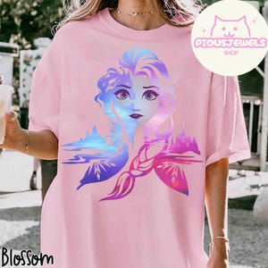 Disney Frost 2 Elsa tvåfärgad gradientporträttskjorta, Elsa prinsessa komfortfärger t-shirt, present till henne, Arendelle kingdom, WDW Girl Trip-present bild 2