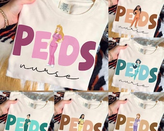 Disney Princess Characters Pediatric Nurse Custom T-shirt, Happy Nurse Day 2026 Tee, Nursing School, Nurse Graduation Gifts, Newborn Nursery