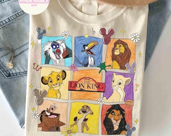 Retro Disney The Lion King film comfort kleuren shirt, T-shirt Simba Timon Pumbaa Hakuna Matata, Let's Get Wild, Mickey Balloon, WDW-gezinsreisje