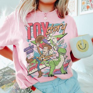 Vintage Disney Toy Story 1995 Comfort Colors Shirt, Woody Buzz Lightyear Rex Tee, Disney Pixar Fest, WDW Disneyland Family Vacation Trip image 3