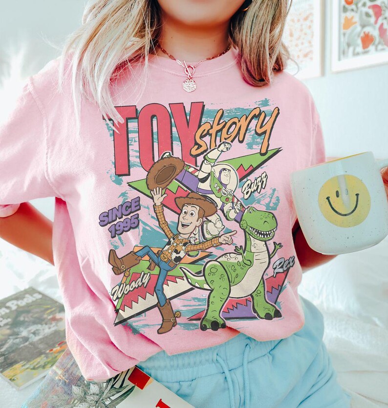 Vintage Disney Toy Story 1995 Comfort Colors Shirt, Woody Buzz Lightyear Rex Tee, Disney Pixar Fest, WDW Disneyland Family Vacation Trip image 3