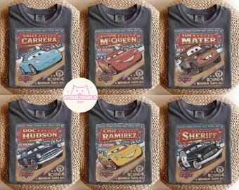 Vintage Disney Pixar Cars-shirt, Radiator Springs Saturday Night Special Race-T-shirt, McQueen Tow Mater Sally custom shirt, Pixar Cars-familie