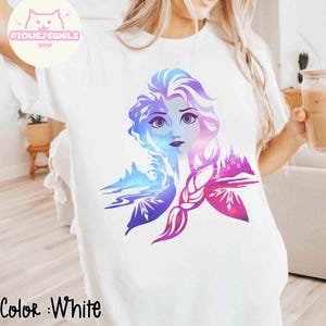Disney Frost 2 Elsa tvåfärgad gradientporträttskjorta, Elsa prinsessa komfortfärger t-shirt, present till henne, Arendelle kingdom, WDW Girl Trip-present bild 6