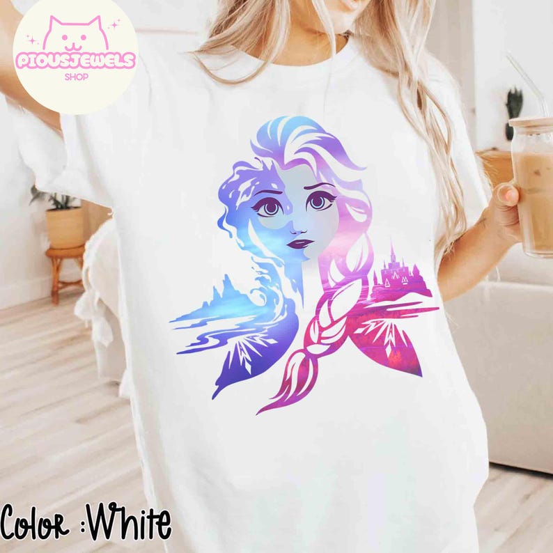 Disney Frost 2 Elsa tvåfärgad gradientporträttskjorta, Elsa prinsessa komfortfärger t-shirt, present till henne, Arendelle kingdom, WDW Girl Trip-present bild 6