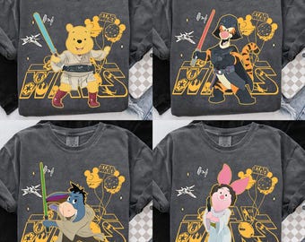 Vintage Disney Star Wars Winnie the Pooh Shirt, Tigger Piglet Eeyore Jedi Vintage Tee, May the 4h be With You, Galaxy Edge Hollywood Studios