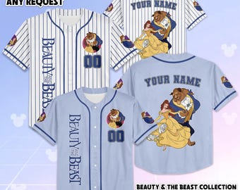 Personalized Belle & the Beast Baseball Jersey, Disney Beauty and the Beast Jersey Shirt, Disney Baseball Team Outfit, Birthday Gift