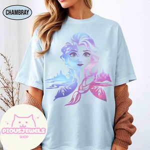 Disney Frost 2 Elsa tvåfärgad gradientporträttskjorta, Elsa prinsessa komfortfärger t-shirt, present till henne, Arendelle kingdom, WDW Girl Trip-present bild 4