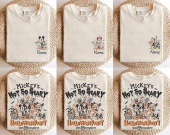 2-Sided Mickey's Not So Scary Halloween Party 2026 Skeleton Comfort Colors Shirt, Custom Disney Family Matching Halloween Party Trip Shirts