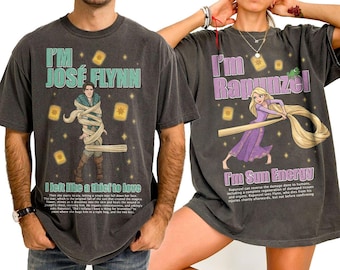 Vintage Disney Tangled Rapunzel and Flynn Couple Comfort Colors Shirt, Disney Princess Rapunzel Tee, Princess Couples Shirt, Magic Kingdom