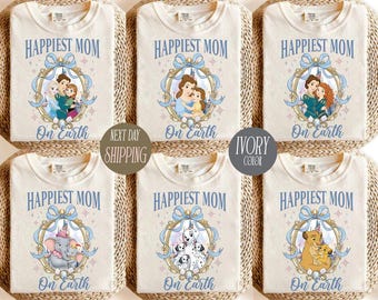 Vintage Happiest Mom On Earth Shirt Disney Castle Comfort Colors Shirt, Coquette Bow Mom Tee, Disney Castle Coquette Bow, Mother's Day Gift