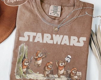 Comfort Colors Star Wars Ewok Emotions T-Shirt, Retro Ewok Washed Tee, Galaxy's Edge Trip, Vintage Disney Star Wars Shirt, Family Trip Shirt