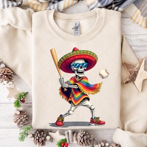 Cinco De Mayo Mariachi Esqueleto Béisbol Sombrero Mexicano Png, Esqueleto Jugando Béisbol Png, Divertido Diseño De Béisbol Cinco de Mayo