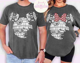 Retro Star Wars-paar T-shirt, Mickey Minnie Death Star-shirt, Star Wars Day-T-shirt, Star Wars-cadeau, Galaxy Edge's Hollywood Studios Trip-T-shirt