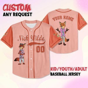 Custom Nick Wilde Baseball Jersey, Disney Zootopia 2 Baseball Jersey Shirt, Disneyland Family Outfit Shirt, Disneyland Birthday Gift bild 4