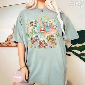 Retro Mario and Friends Shirt, Retro Super Mario Galaxy, Mario Family, Super Mario Matching, Super Mario Party Tee, Universal Studios afbeelding 4