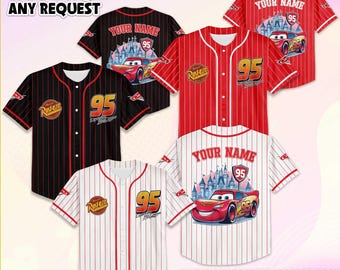 Custom Lightning McQueen Baseball Jersey, Disney Cars Baseball Shirt, Matching Disney Trip Outfit, Birthday Gift