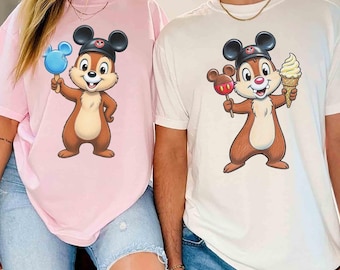 Comfort Color Disney Chip & Dale Snack Ice Cream Couple Shirt, Snack Double Trouble Tee, Epcot World Tour T-shirt, WDW Disneyland Trip Gifts