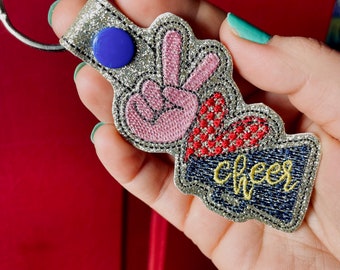 Embroidered Key Fob - Peace Love Cheer