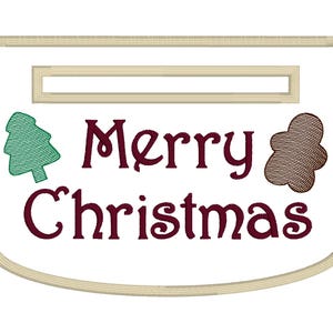 In-The-Hoop Towel Topper with Merry Christmas Design - 5x7 Size - Digital Download - Towel Hanger - Embroidered Towel Topper
