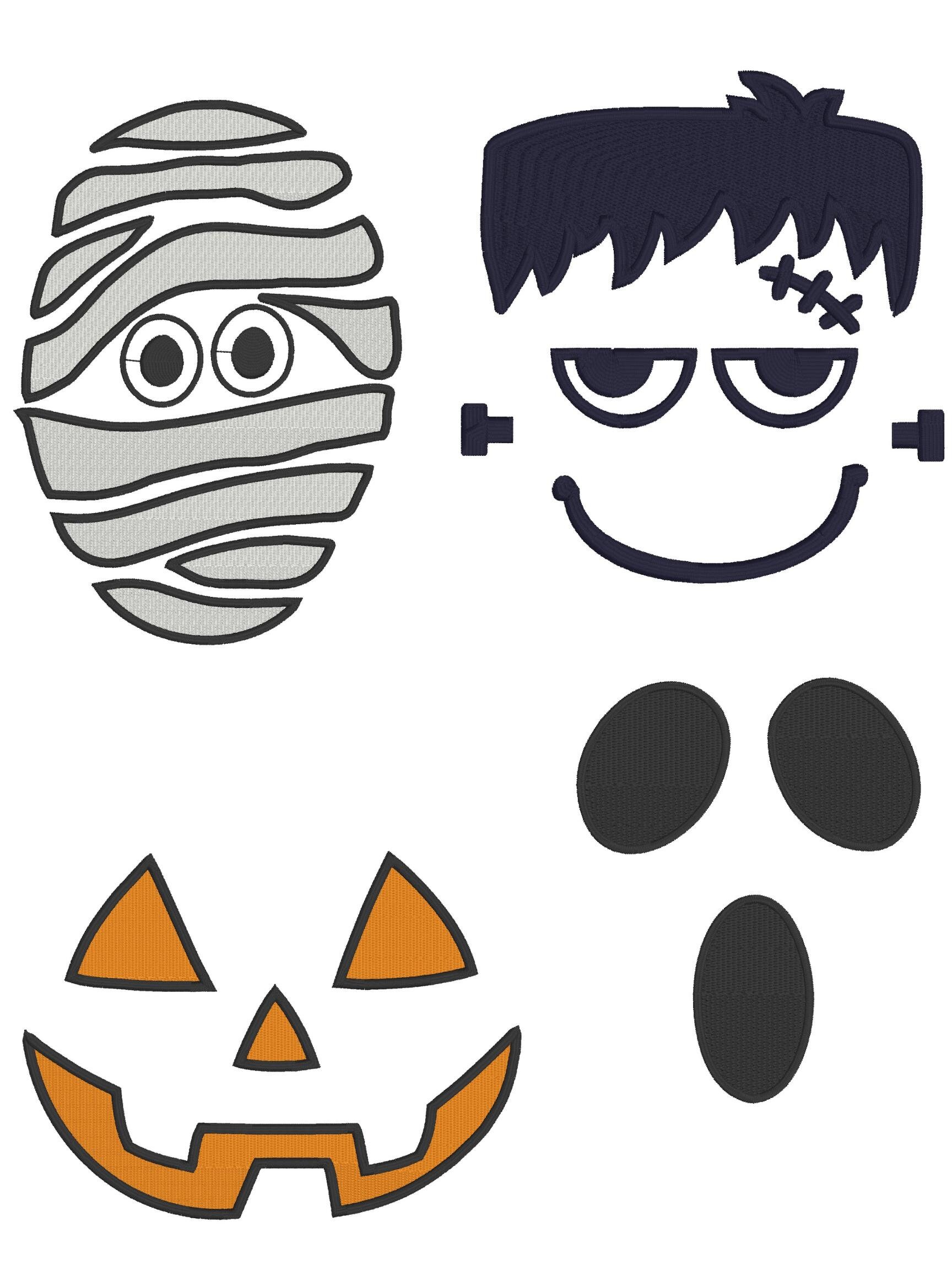 Halloween Embroidery Design Bundle Frankenstein, Ghost, Jack O
