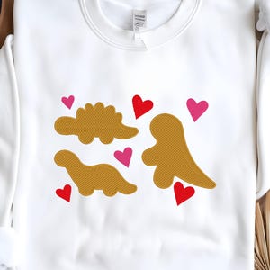 Valentine&#39;s Day Dino Nugget Crewneck Sweatshirt - Bestickt mit Liebe