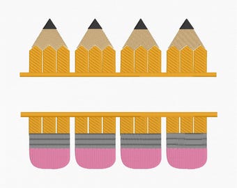 Pencil Frame Embroidery Design | Split Pencil Embroidery File | Digital Download- 4x4, 5x7, 6x10