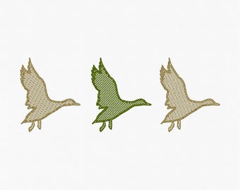 Sketch-Style Mallard Ducks Embroidery File – Digital Download 4x4, 5x7, 6x10, 7x5
