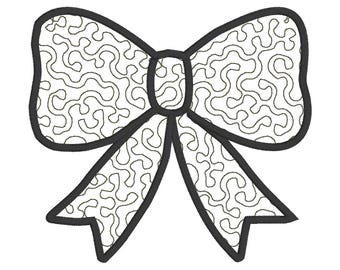 Quilted Applique Croquette Bow Embroidery Design - Digital Download - 4x4,5x7 & 6x10 - Applique Croquette Bow