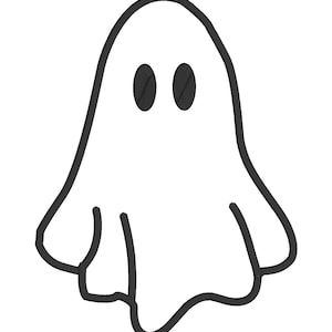 Puede incluir: Un dibujo simple en blanco y negro de un fantasma con dos ojos.