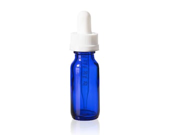 192pk (BULK) 10ML Cobalt Blue Glass Bottle with White Metered dropper - For Tinctures, Face Oils, etc