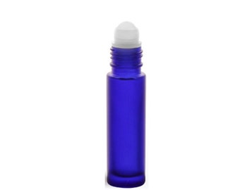 10ml gefrostete blaue Glas-Roll-On-Flaschen mit schwarzen Kappen - perfekt für ätherische Ölmischungen, Parfums, Körperöl und mehr!
