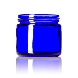2oz Cobalt Blue Glass Jar with White Lid - Beautiful, High Quality Glass for Skincare, Food, Supplements, & More!