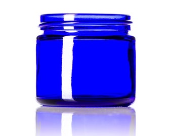 2oz Cobalt Blue Glass Jar with White Lid - Beautiful, High Quality Glass for Skincare, Food, Supplements, & More!