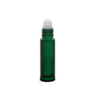 Botellas roll-on de vidrio verde esmerilado de 10 ml con tapas negras: ¡perfectas para mezclas de aceites esenciales, perfumes, aceites corporales y más!