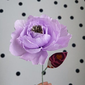 Fiore di carta crespa, peonia artificiale