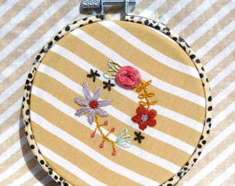 Handmade embrodery hoop with colorful flowers - floral crown - hoop art