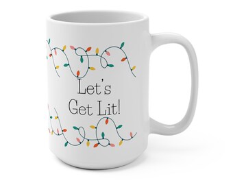 Mug en céramique de 44 cl, citation sur les lumières de Noël, cadeau de Noël humoristique