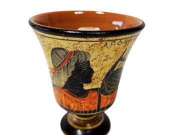 Handmade Pythagoras Fair Cup, Apollo, Greek Pottery Mug