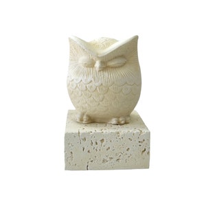 Owl of Goddess Athena symbol of Wisdom, Ancient Greek Statue, Animal statue on base, Owl Sculpture Stone, Athena owl decor, Greek mythology