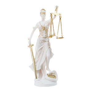 Themis Greek Goddess statue 19.5cm 7.67in, Blind Justice Law Goddess, Alabaster Statue Sculpture, Greek Mythology, The symbol of justice