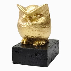 Gold Owl Statue: Athena Symbol of Wisdom, Ancient Greek Decor