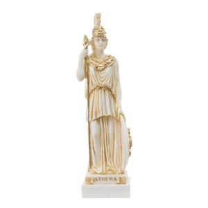 Alabaster Athene Statue: Patina Gold Griechische Göttin Skulptur (25 cm)