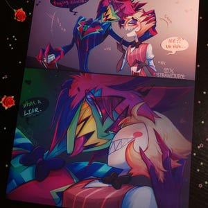 Neon Alastor and Lucifer morningstar Art prints ll Radioapple fanmade artprints