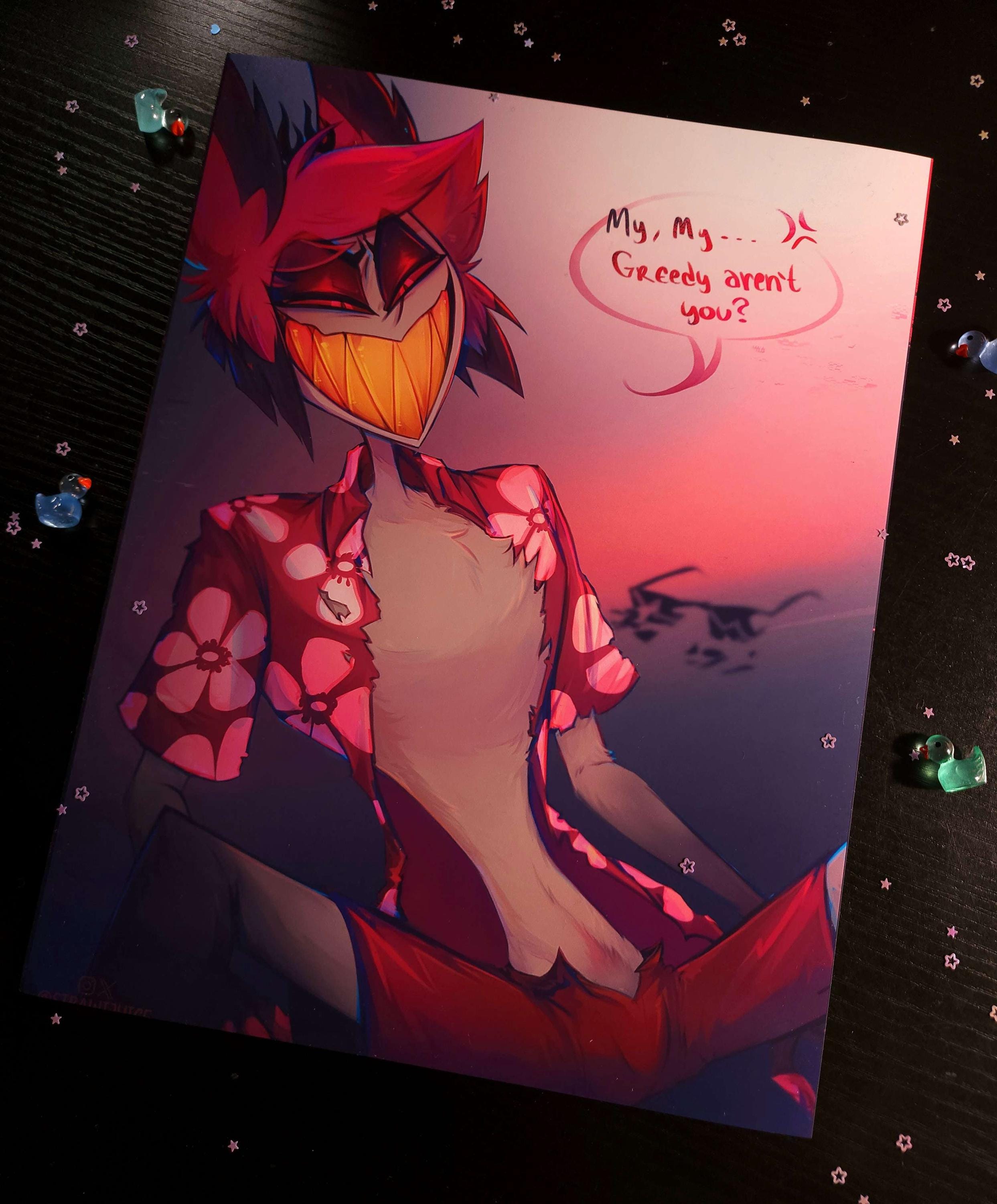 じ*ん様 ハズビンホテル　アラスター　Summer Alastor Poster Hazbin Hotel Summer Alastor Fan Art Print Ll Alastor Summer Poster