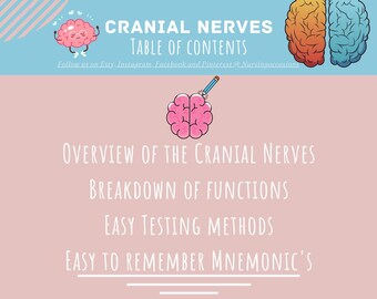 Cranial Nerves Cheat Sheet Lesson Instant PDF Printable Guide Med ...