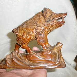 Vintage Wooden Statuette Figure of  Wild Boar.- Decorаtive Art  Master Handmade - Wood Carving - Unique